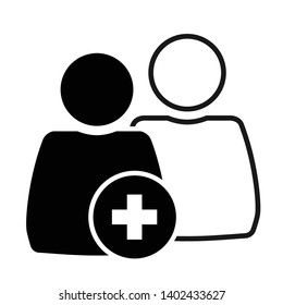 Add user icon, with new user icon behind, vector illustration.