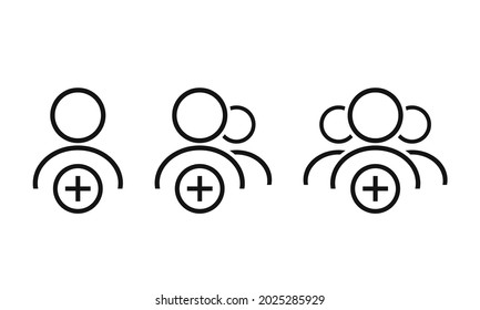 Add user icon. New profile account. Add new friend.  Create group team symbol. Illustration vector