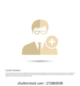Add user icon, pictogram icon on gray background. Simple flat metro design style. half shade cut icon. Flat design style. Vector illustration