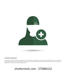 Add user icon, pictogram icon on gray background. Simple flat metro design style. half shade cut icon. Flat design style. Vector illustration