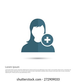 Add user icon, pictogram icon on gray background. Simple flat metro design style. half shade cut icon. Flat design style. Vector illustration