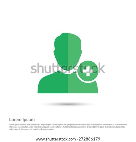 Add user icon, pictogram icon on gray background. Simple flat metro design style. half shade cut icon. Flat design style. Vector illustration