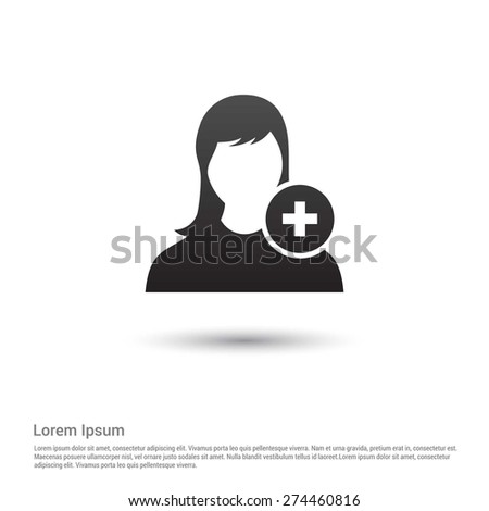 Add user icon, pictogram icon on gray background.