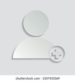Add User icon. Profile Avatar sign. plus user icon.   paper icon  with shadow  