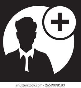 Add user icon set. Person profile avatar with plus, add account symbol. Vector flat illustration