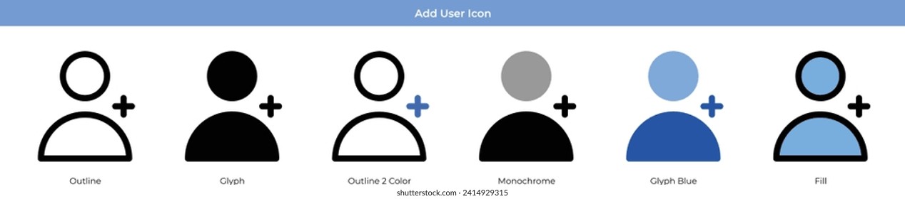 Add User Icon Set Vector Design