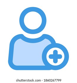 Add User icon vector illustration in blue style for any projects, use for website mobile app presentation