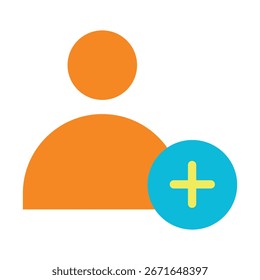 Add user icon vector illustration, New contact or add friend symbol in flat design