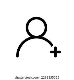 Add user icon vector in line style. Social media button concept