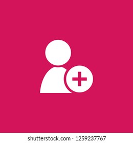 add user icon vector. add user sign on pink background. add user icon for web and app