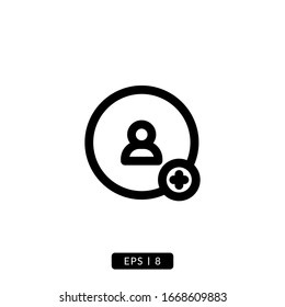 Add User Icon Vector - Sign or Symbol