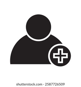 add user line black icon 10 EPS