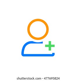 add user line icon, outline vector logo illustration, linear colorful pictogram isolated on white