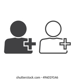 add user line icon, outline and filled vector sign, linear and full pictogram isolated on white, logo illustration