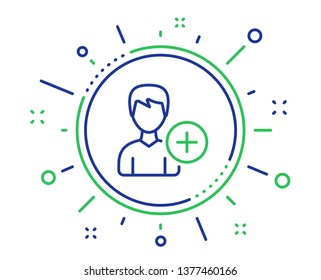 Add User line icon. Profile Avatar sign. Male Person silhouette symbol. Quality design elements. Technology add Person button. Editable stroke. Vector