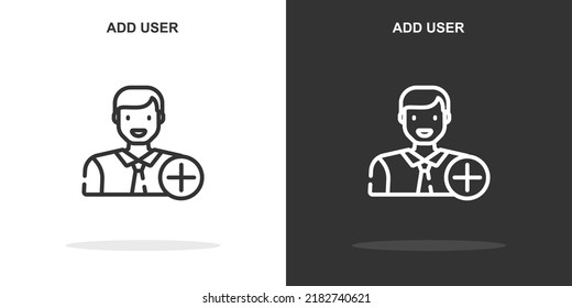 add user line icon. Simple outline style.add user linear sign. Vector illustration isolated on white background. Editable stroke EPS 10