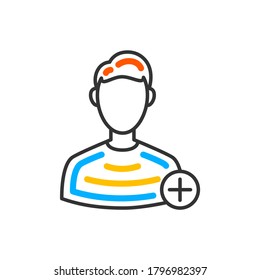 Add user male line icon. Vector color icon.