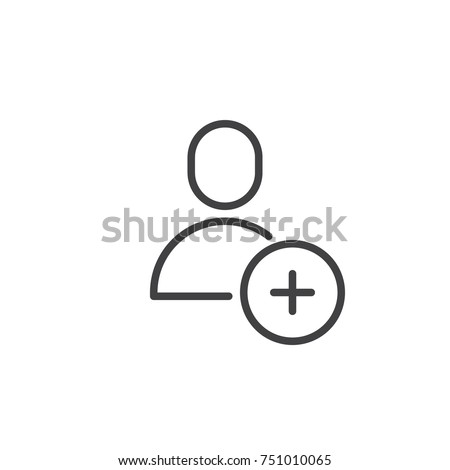 Add user male line icon, outline vector sign, linear style pictogram isolated on white. Member with plus symbol, logo illustration. Editable stroke