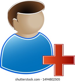 Add user to the network group. Vector icon.