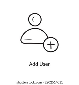  Add User Outline Icon Design illustration. Media Control Symbol on White background EPS 10 File