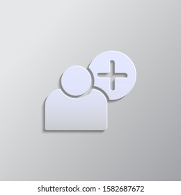 add, user paper style, icon- Paper style vector icon.
