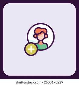 Add User Profile Icon, Flat Design, Colorful User Interface Element
