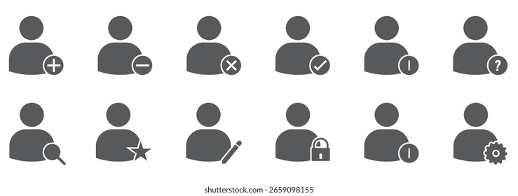 Añadir nueva Añadir icono de perfil de usuario, icono de usuario, Añadir conjunto de iconos de usuario, avatar de perfil de persona con plus