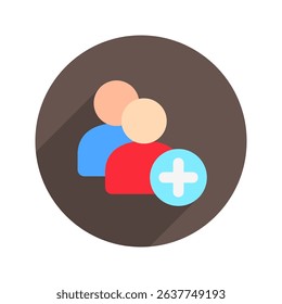 Add User rounded flat color, mini illustration icon. use for modern concept, print, UI, UX kit, web and app development. Vector related to account management, ecommerce, banking and finance.