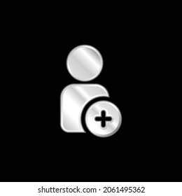 Add User silver plated metallic icon