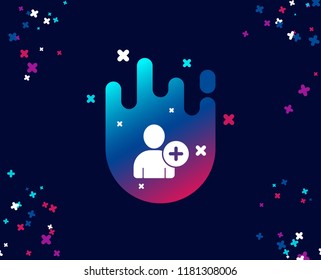 Add User simple icon. Profile Avatar sign. Person silhouette symbol. Cool banner with icon. Abstract shape with gradient. Vector