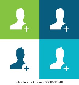 Add User To Social Network Flat four color minimal icon set