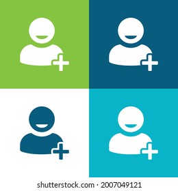 Add User Symbol Of Interface Flat four color minimal icon set