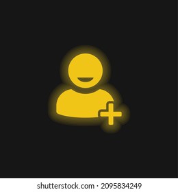 Add User Symbol yellow glowing neon icon