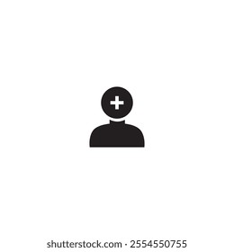 Add user vector flat icon. Person profile with plus symbol. vector illustration