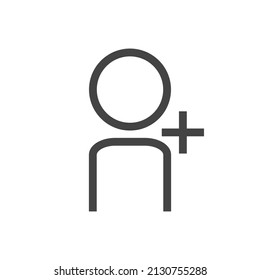 Agregar icono de vector de usuario en fondo aislado blanco.