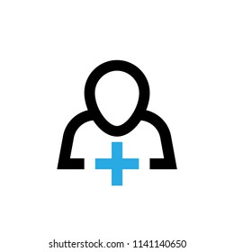 Add user vector icon. Pictogram from set Smartphone Essentials. Isolated on white background
