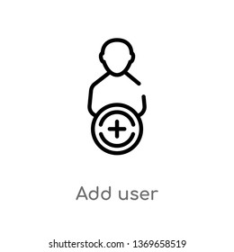add user vector line icon. Simple element illustration. add user outline icon from user interface concept. Can be used for web and mobile