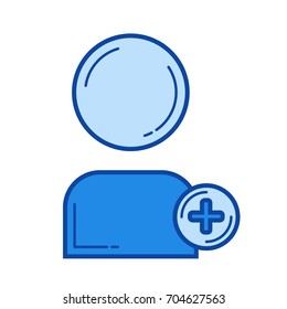 Add user vector line icon isolated on white background. Add user line icon for infographic, website or app. Blue icon designed on a grid system.