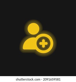 Add User yellow glowing neon icon
