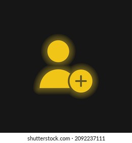 Add User yellow glowing neon icon
