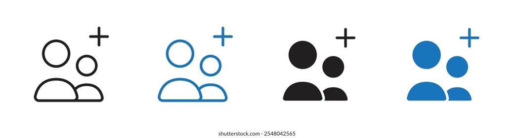 Add users icon Vector set outline