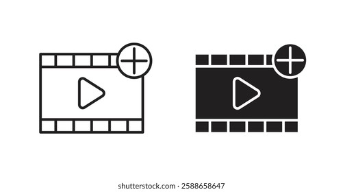 Add Video filled and outlined icons vectors on white background