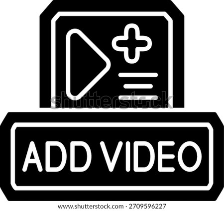 Add Video Glyph Style Icon Design
