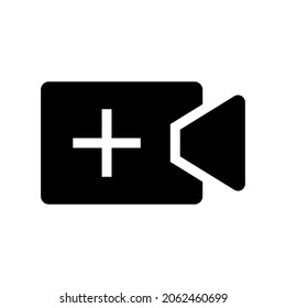 añadir icono de vídeo o logotipo símbolo de signo aislado ilustración vectorial - iconos vectoriales de estilo negro de alta calidad