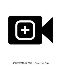 añadir icono de vídeo o logotipo símbolo de signo aislado ilustración vectorial - iconos vectoriales de estilo negro de alta calidad