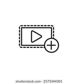 Add video icon Vector flat thin line illustration