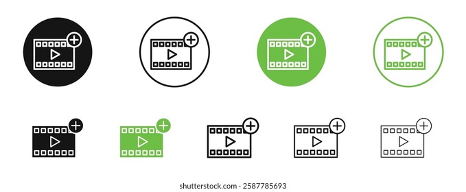 Add Video icons in black and green colors collection