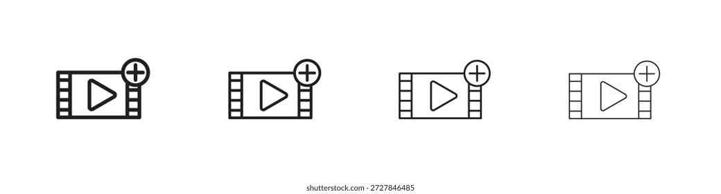 Video Añadir iconos de línea de colección de Vector. Icono de Vector perfecto de píxeles
