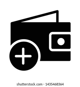 add wallet glyph flat vector icon