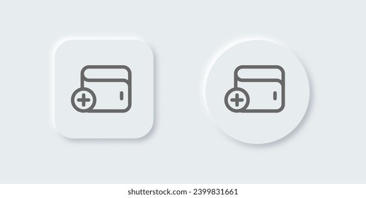 Add wallet line icon in neomorphic design style. Payment signs vector illustration.